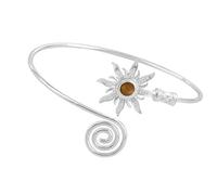 Pocoiau Vintage Sun Designs Arm Including Natural Turquoise Stone Adjustable for All Size Sturdy Metal Retro Arm Rings