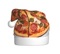 POCUK Weihnachtsmütze mit Aufschrift "I Love Pizza" für Erwachsene, Partyzubehör, klassisch für Neujahrsparty