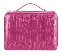 PODSJD Federpenal Schwarz, Federtasche mit 5 Lagen Reißverschluss, 252 Fächer, Große Kapazität - Robustes PU - Material, Verstellbare Halter, Ideal für Schüler und Erwachsene (Rose)