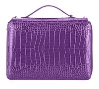 PODSJD Federpenal Schwarz, Federtasche mit 5 Lagen Reißverschluss, 252 Fächer, Große Kapazität - Robustes PU - Material, Verstellbare Halter, Ideal für Schüler und Erwachsene (Lila)