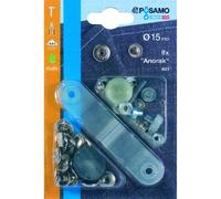 PÖSAMO Druckknopf Anorack Messing silberfarbig 15mm a 8 Stück (Druckknöpfe)