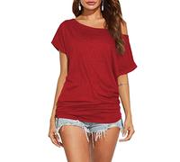 Poetsky Women's Off Shoulder Long Sleeve Tunic Tops Loose Casual Oversized Shirts Blouses S-3XL