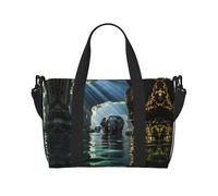 Poezjzw Asiatischer Elefant im Wasser, Reisetasche, Wochenend-Tragetasche, für Damen, Krankenhaus-Tasche für Arbeit und Lieferung über Nacht, Gepäcktasche, Schwarz, Einheitsgröße, Schwarz, One Size