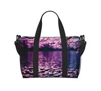 Poezjzw Cherry Blossom Seesack, Reisetasche, Handgepäck, wasserabweisend, Wochenendtasche, Übernachtungstasche, faltbar, Schwarz, Einheitsgröße