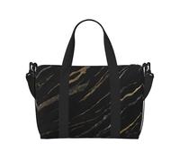 Poezjzw Reisetasche mit strukturiertem Marmor, Schwarz/Gold, Tragetasche, Handgepäck, wasserabweisend, Wochenendtasche, Übernachtungstasche, faltbar, Schwarz, Einheitsgröße