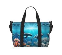 Poezjzw Whales Under The Sea Reisetasche, Wochenend-Tragetasche, für Damen, Krankenhaus-Tasche für Arbeit und Lieferung über Nacht, Gepäcktasche, Schwarz, Einheitsgröße, Schwarz, One Size