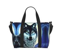 Poezjzw Wolf Under Moon Reisetasche, Wochenend-Tragetasche, für Damen, Krankenhaus-Tasche für Arbeit und Lieferung über Nacht, Gepäcktasche, Schwarz, Einheitsgröße, Schwarz, One Size
