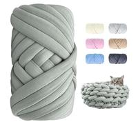 POFIBO Dicke Wolle zum Handstricken - 500g Länge ca 25m Chunky Yarn Wolle zum Armstricken DIY XXL Dick Garn Flauschige Strickgarn Dickes Garn Handstrickwolle zum Häkeln für Decke, Tasche, Kissen, Grau