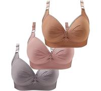 POIUIYQA 3er Pack BH Damen ohne Bügel Push Up Baumwolle BH Set,Frauen Sexy Starker Halt Große Brüste Klassische BH Set für Damen Weich Bequemer BH Unterwäsche Bra mit verstellbarem