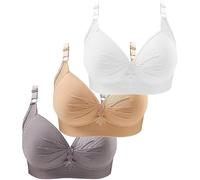 POIUIYQA 3er Pack BH Damen ohne Bügel Push Up Baumwolle BH Set,Frauen Sexy Starker Halt Große Brüste Klassische BH Set für Damen Weich Bequemer BH Unterwäsche Bra mit verstellbarem