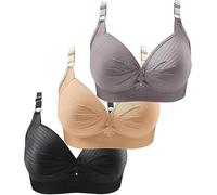 POIUIYQA 3er Pack BH Damen ohne Bügel Push Up Baumwolle BH Set,Frauen Sexy Starker Halt Große Brüste Klassische BH Set für Damen Weich Bequemer BH Unterwäsche Bra mit verstellbarem