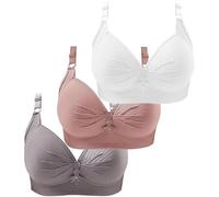 POIUIYQA 3er Pack BH Damen ohne Bügel Push Up Baumwolle BH Set,Frauen Sexy Starker Halt Große Brüste Klassische BH Set für Damen Weich Bequemer BH Unterwäsche Bra mit verstellbarem