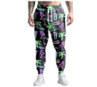 POIUIYQA 80er-Jahre-Kostüme für Herren Jogginghose Freizeithose Laufhose mit Kordelzug 90er-Jahre Outfit für Herren