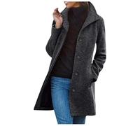 POIUIYQA Damen Mantel Wollmantel Herbst Wintermantel Übergangsmantel Winter Jacke Parka mit Reverskragen Langarm Cardigan Elegante Slim Fit Outdoor Jacken