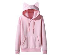 POIUIYQA Hoodie Damen Kawaii Kleidung Cat Ears Pulli Dunkle Gotik Kapuzenpullover Langarm Sweatshirt Hollow Out Gothic Punk Oberteil Femboy Clothes Winter Bluse Köln Karneval Partykleidung Top