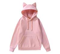 POIUIYQA Hoodie Damen Kawaii Kleidung Cat Ears Pulli Dunkle Gotik Kapuzenpullover Langarm Sweatshirt Hollow Out Gothic Punk Oberteil Femboy Clothes Winter Bluse Köln Karneval Partykleidung Top