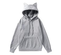 POIUIYQA Hoodie Damen Kawaii Kleidung Cat Ears Pulli Dunkle Gotik Kapuzenpullover Langarm Sweatshirt Hollow Out Gothic Punk Oberteil Femboy Clothes Winter Bluse Köln Karneval Partykleidung Top