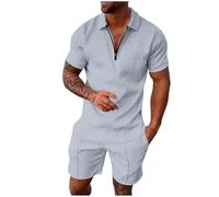 POIUIYQA Poloshirt Herren Set mit 3D-Digitaldruck, Sommerliches Outfit aus Kurzarm-Polo und Shorts, Modernes Design für Freizeit und Streetstyle, Bequemes Material für Männer