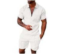 POIUIYQA Poloshirt Herren Set mit 3D-Digitaldruck, Sommerliches Outfit aus Kurzarm-Polo und Shorts, Modernes Design für Freizeit und Streetstyle, Bequemes Material für Männer