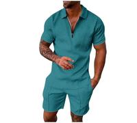 POIUIYQA Poloshirt Herren Set mit 3D-Digitaldruck, Sommerliches Outfit aus Kurzarm-Polo und Shorts, Modernes Design für Freizeit und Streetstyle, Bequemes Material für Männer