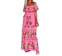 POIUIYQA Sommerkleid Damen Elegant Schicke Bohemian Print Tube Top Casual Sexy Off Shoulder Urlaubskleid Strand Maxikleid Günstig Strandkleid Leicht Luftig Partykleid Temperamentvoller Schlanker