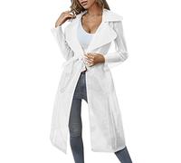POIUIYQA Transparent Cardigan Jacke Damen Lang Reverskragen Hemdjacke Sommer Leicht Mesh Organza Jacke Mantel Mit Knöpfe Urlaubskleidung