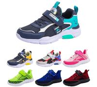 POIUIYQA Turnschuhe Jungen Sportschuhe Mädchen Klettverschluss Sneaker Leicht Atmungsaktiv Mesh Laufschuhe Hallenschuhe Outdoor rutschfest Walkingschuhe Sport Schuhe Gr.28-40