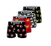Pokémon Pikachu Jungen Boxershorts, Weich, Atmungsaktiv & Bequem (4er Pack), Schwarz/Rot/Weiß/Gelb 5/6 Jahre