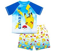 Pokémon-Badeset für Jungen, 2-teilige Badeshorts und T-Shirt, UV-Sonnenschutz-Badeanzug für Jungen im Alter von 5-12 Jahren