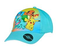 Pokemon Baseball Cap, Kappe Schirmmütze für Kinder Jungen Cappy mit Klettverschluss verstellbar (Blau 54)