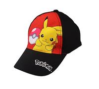Pokemon Baseball Cap, Kappe Schirmmütze für Kinder Jungen Cappy mit Klettverschluss verstellbar (Rot 52)