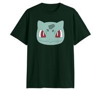 Pokemon Big Face Charmander Pikachu Squirtle Bulbasaur Psyduck Snorlax T-Shirt für Erwachsene, Grün (Forest Green), 3X-Groß