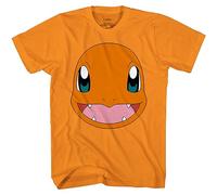 Pokemon Big Face Charmander Pikachu Squirtle Bulbasaur Psyduck Snorlax T-Shirt für Erwachsene, Orange/Abendrot im Zickzackmuster (Sunset Chevron), XL