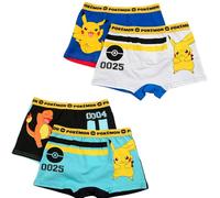 Pokemon Boxershorts Jungen 4er Pack, Pikachu Design, Baumwolle, Größe 104-140, Offizielle Lizenz (DE/NL/SE/PL, Numerisch, 116, 128, Regular, Blau-Weiß)