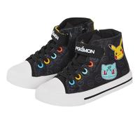 Pokemon Canvas Hi Top Sneaker mit Reißverschluss Kinder Pikachu Sportschuhe Plimsolls Pumps, Schwarz , 30 EU