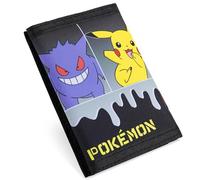 Pokemon Faltbare Geldbörse Kinder, Geldbeutel mit Münzfach & Kartenfächern (Schwarz/Multi)