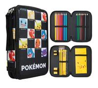 Pokemon Federmäppchen Jungen und Mädchen Mäppchen Gefüllt mit Schreibwaren Set Pikachu Geschenke für Kinder und Teenager (AOP Pokemon-Charaktere)