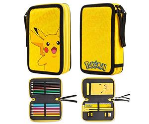 Pokemon Federmäppchen Jungen und Mädchen Mäppchen Gefüllt mit Schreibwaren Set Pikachu Geschenke für Kinder und Teenager (Pikachu)