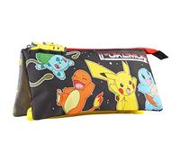 Pokemon Federmäppchen Kinder, Pikachu und Freunde Federtasche 3 Fächer, Etui Schule, Schulsachen für Jungen & Mädchen, Anime Geschenke