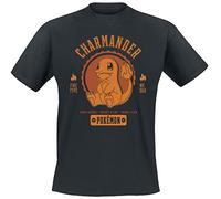 Pokémon Glumanda Männer T-Shirt schwarz S 100% Baumwolle Anime, Fan-Merch, Gaming