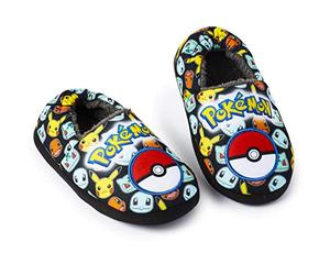 Pokemon Hausschuhe für Kinder Jungen, Pikachu Anti-Rutsch, 28-38 (Schwarz/Mehrfarbig, 38 EU)