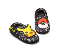 Pokemon Hausschuhe Jungen Kinder Pikachu Pokeball Black House Schuhe Müßiggänger 34 EU