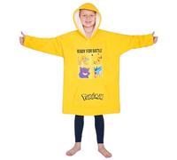 Pokemon Hoodie Decke Kinder, Fleece Pikachu Pullover mit Kapuze und Sherpa Futter für Jungen und Teenager (Gelb)