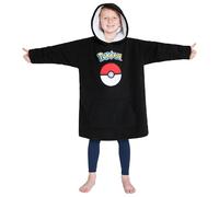 Pokemon Hoodie Decke Kinder, Fleece Pikachu Pullover mit Kapuze und Sherpa Futter für Jungen und Teenager (Schwarz)