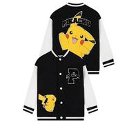 Pokemon Jacke Für Jungen, Pikachu Bomberjacke Mit Bouclé Applikation, Jacken Für Jungen Aus Baumwolle, Jacke Bomberjacke Mit Print Im Versity-Stil, Schwarz 140