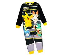 Pokémon Jungen-Onesie, Schlafanzug, Alles-in-einem Pyjama, Alter 3-12 Jahre, Schwarz , 9-10 Years