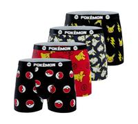 Pokémon Jungen Pikachu Boxershorts, Weich, Atmungsaktiv & Bequem (4er Pack), Schwarz/Rot/Weiß/Gelb 6/8 Jahre
