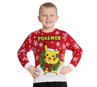 Pokemon Jungen Pullover, Kuscheliger Weihnachtspullover Kinder - Anime Geschenke für Jungen(Rot, 9-10 Jahre)