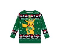 Pokemon Jungen Weihnachts-Pullover Pickachu Grün 128