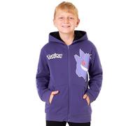 Pokemon Kapuzenpullover für Jungen 7-14 Jahre, Sherpa Fleece Hoodie mit Reißverschluss, Anime Geschenke für Kinder (7-8 Jahre, Lila Gengar)